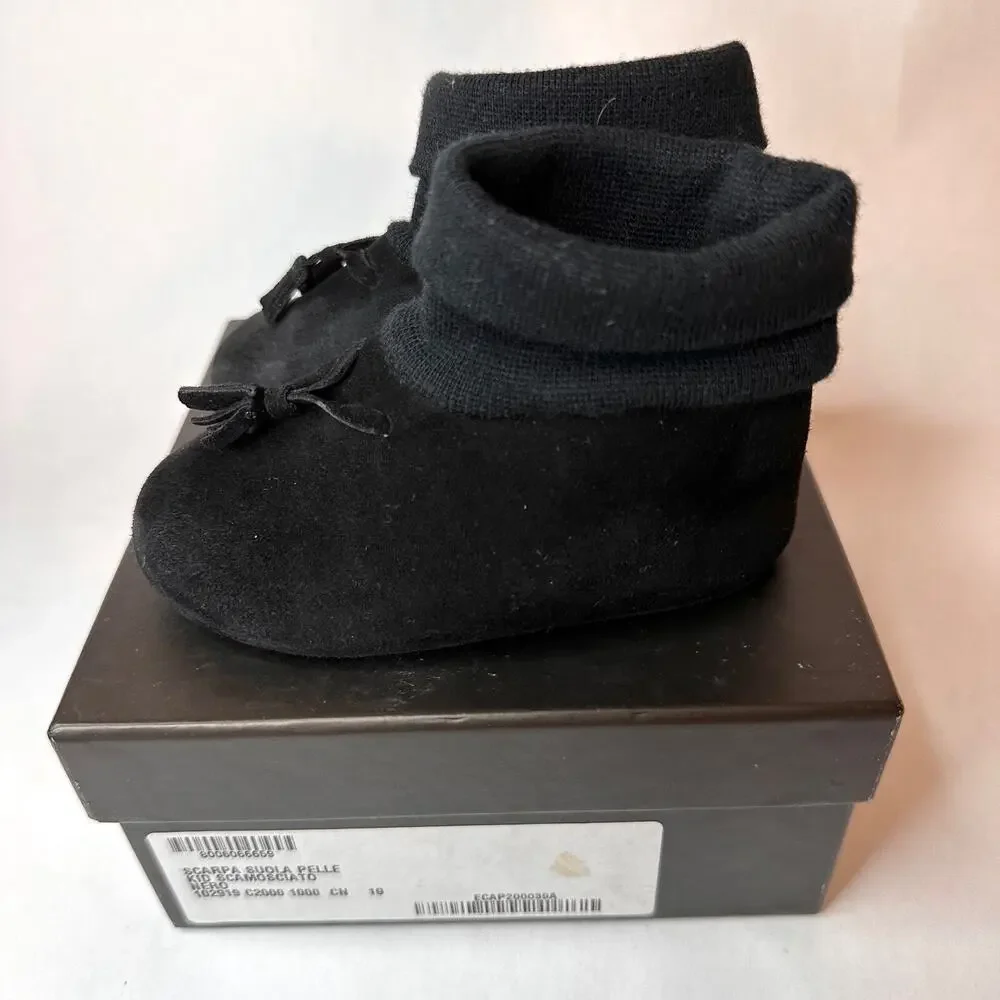 GUCCI Baby Black Suede Leather Sole Shoes | Size US 3.5 | UK 3 | EUR 19 | w/Box